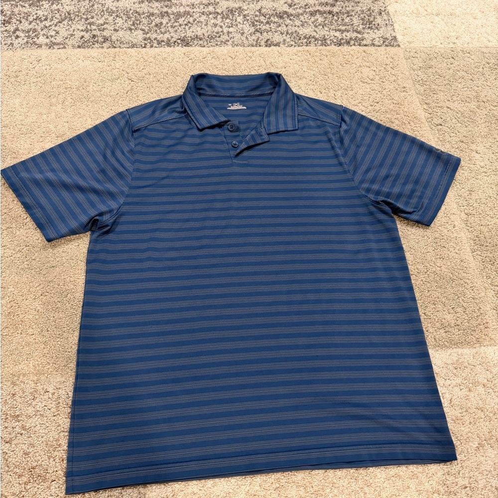 LG Men's Navy Blue Horizontal-Stripe Polo